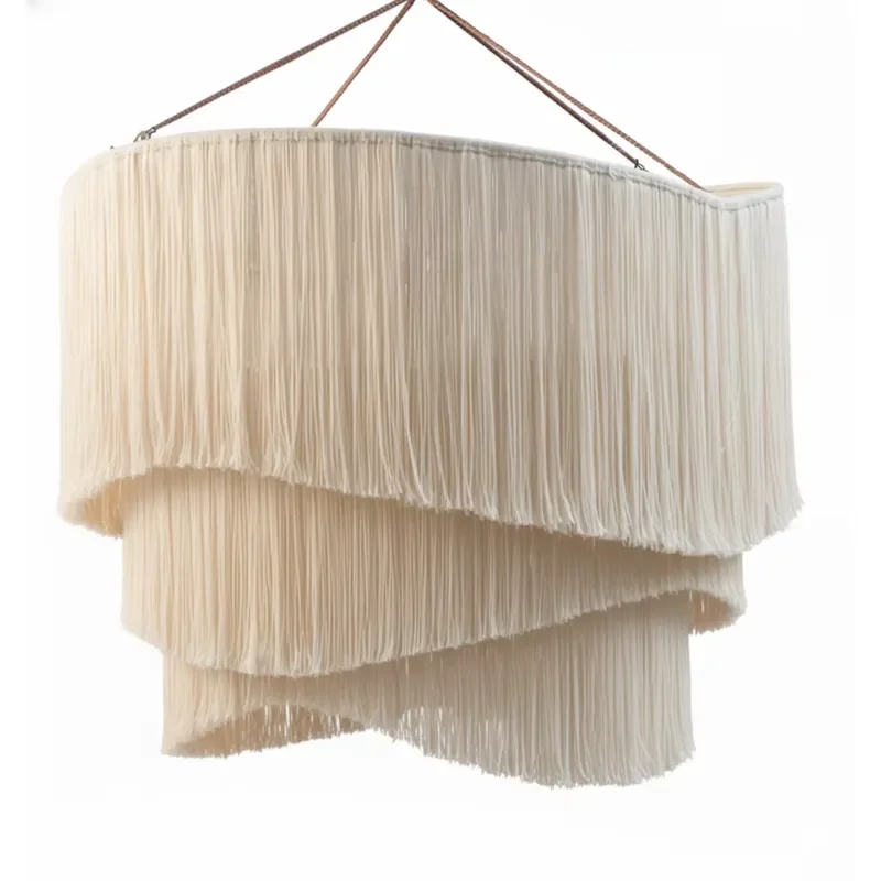 Handmade Cotton Thread Tassel Chandelier Wave Cascading Art Deco Gisenu Rectangle Still Life Homestay Bedroom Suitable