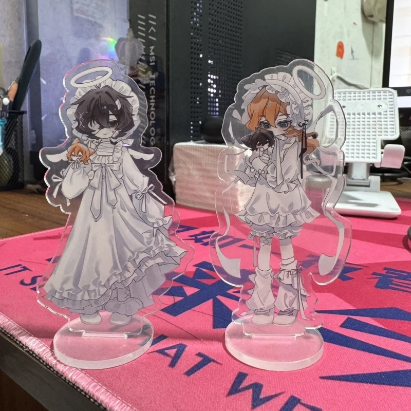 Anime dazai osamu Nakahara Chuuya Cosplay Standing Plate Acrylic Kawaii Maid Figure Stand Desktop Ornament Decoration Prop