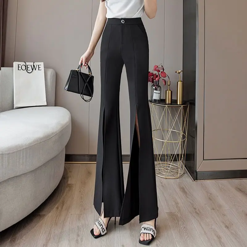 Pantalon blanc taille haute pour femmes, jambe droite, ample, amincissant, flocon de neige évasé, West, TT993