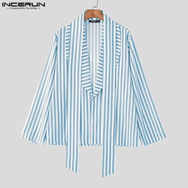 

INCERUN Men Striped Shirt Lapel Long Sleeve Loose Casual Men Clothing Streetwear 2025 Fashion Leisure Male Shirts Camisas S-5XL