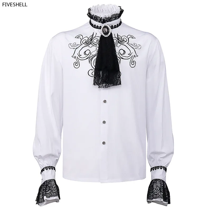 Renaissance Victoria White Prince Shirt Medieval Steampunk Pirate Tops Chemise Homme White Vintage Shirts For Men Cosplay Tops