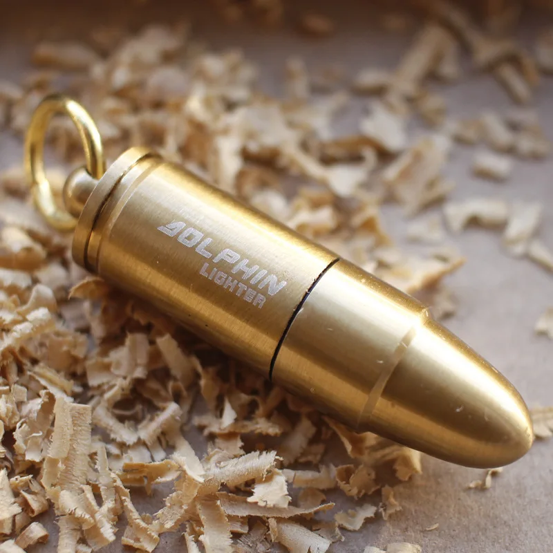 Retro Mini Bullet Shape Lighters Flame Lamp oile Oil Lighter Keychain Refillable Lamp oile Cigar Lighters Outdoor Men's Gadget