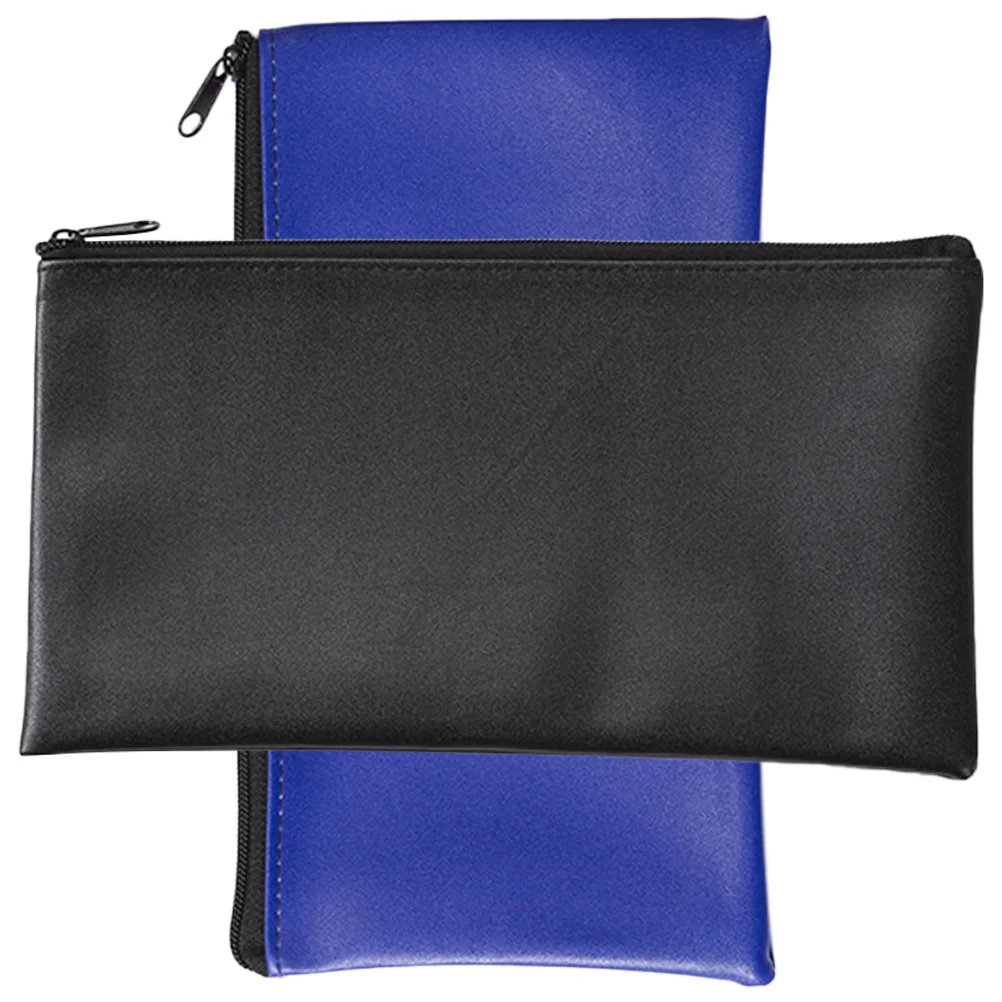 2 Pcs Waterproof Deposit Bag Practical Document Zippered Pouch Receipt Container Bank Bags File Holder Envelope