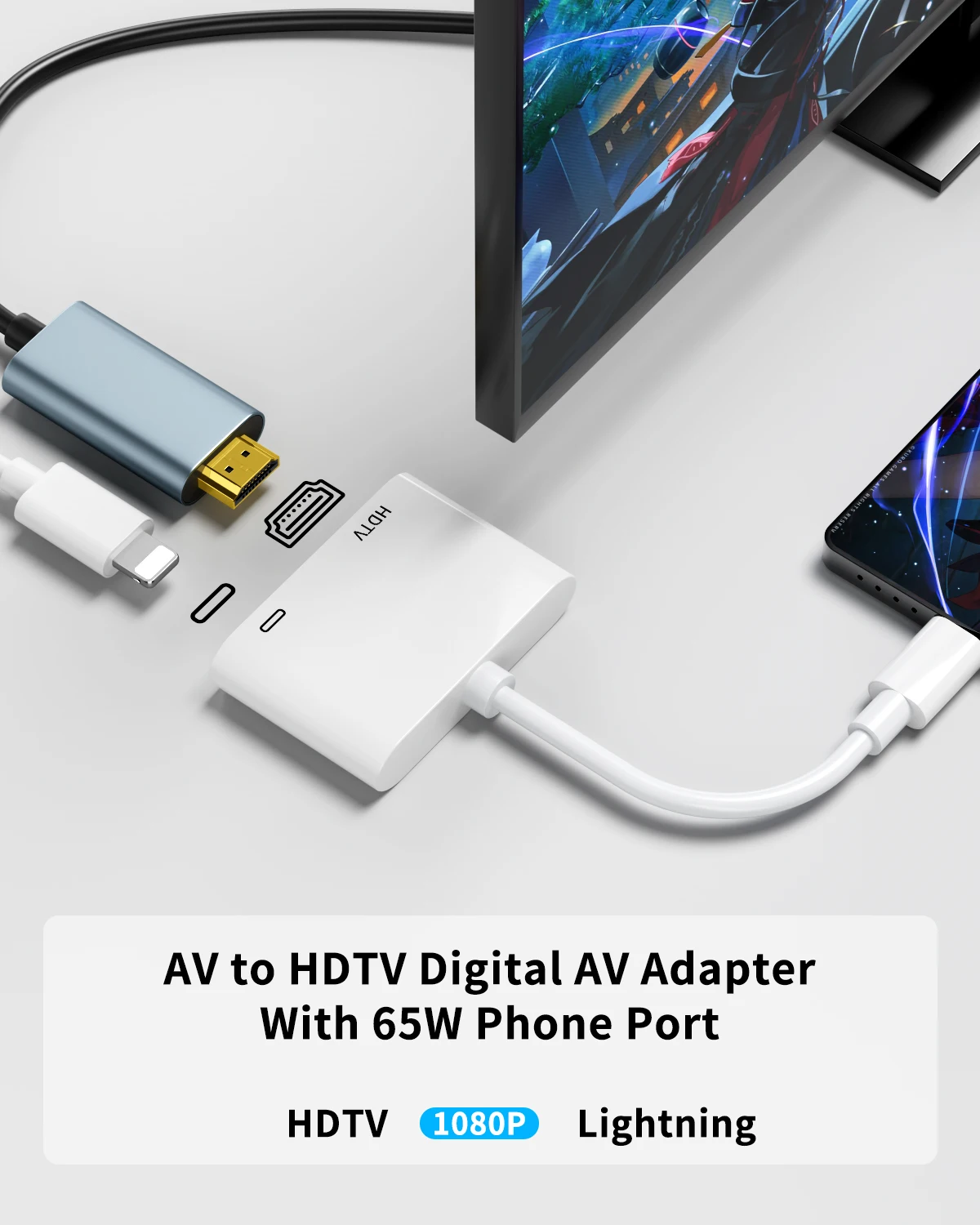 

HD 1080P Phone To HDMI-Compatible Projection Cable Adapter Audio Sync Screen Connector For Lightning To HDMI-Compatible Adapter