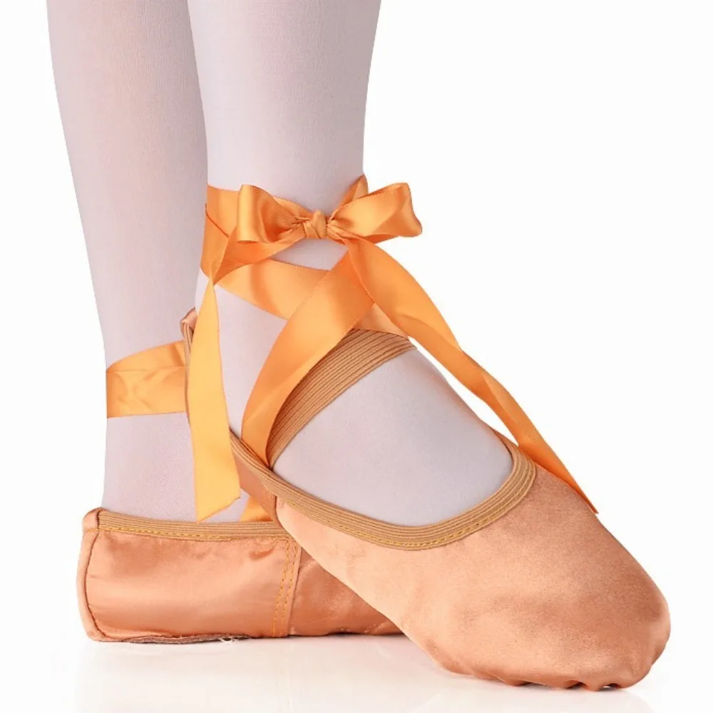 

Princess Satin Swan Shoes Soft Sole Elastic Girls' Ballet Shoes Round Toe Professional Dancing Shoes Ballerina
