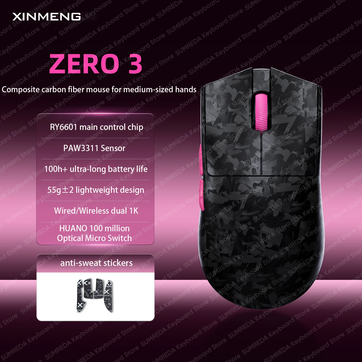 XINMENG ZERO3 Wireless Gaming Mouse PAW3950 PAW3395 8K 0.125ms