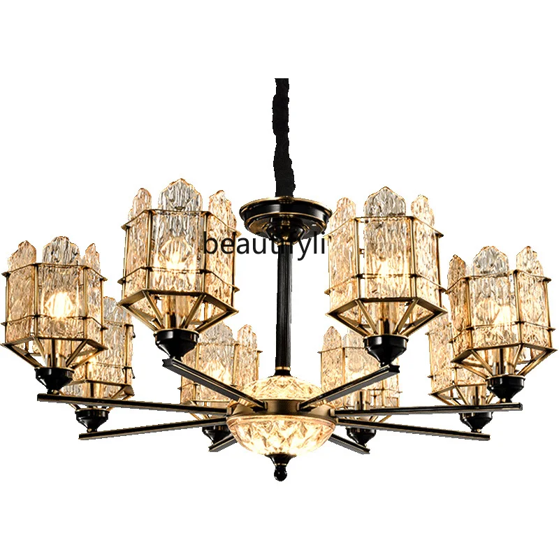 

CXH Copper Villa Living Room Chandelier Post-Modern Crystal Glass Light Luxury Dining-Room Lamp