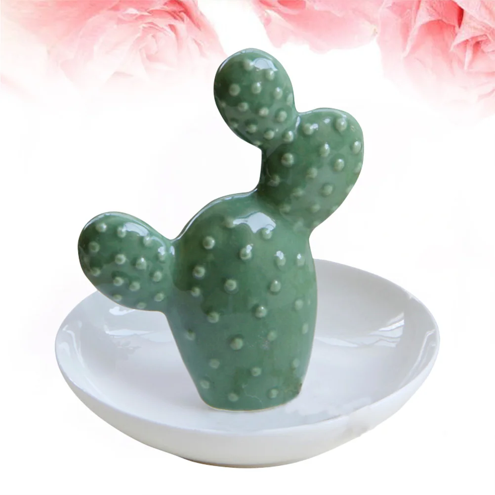 

Cactus Jewelry Tray Ceramic Ring Dish Holder for Earrings Necklaces Bracelets Jewelry Storage Decor Home Decoration Accessory