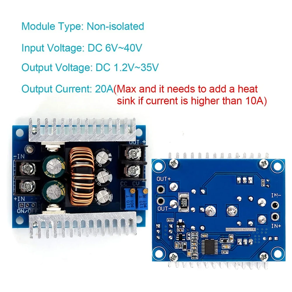 300W 20A DC-DC Buck Converter Step Down Module Constant Current LED Driver Power Step Down Voltage Module Electrolytic Capacitor