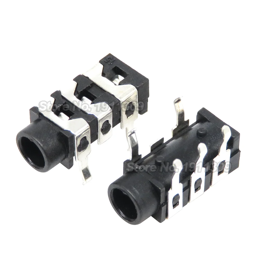 10PCS PJ-313 PJ313 DIP 5Pin 3.5mm Female Audio Connector Stereo Black Headphone Jack