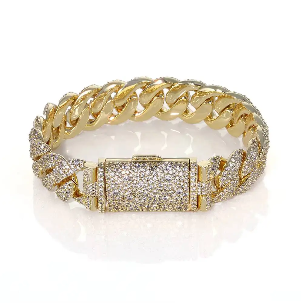 Fashion S925 Sterling Silver Moissanite Cuban Link Chain Bracelet Heavy Gift Chain Hip Hop Jewelry For Men Women..