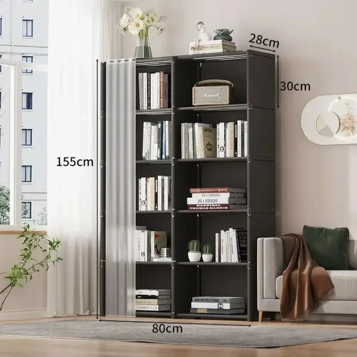 6/5 Layers Dustproof Wardrobe High Capacity Partition Bookshelf Bedroom Open Simple Assembly Storage Cabinet Bedroom Furniture image 6