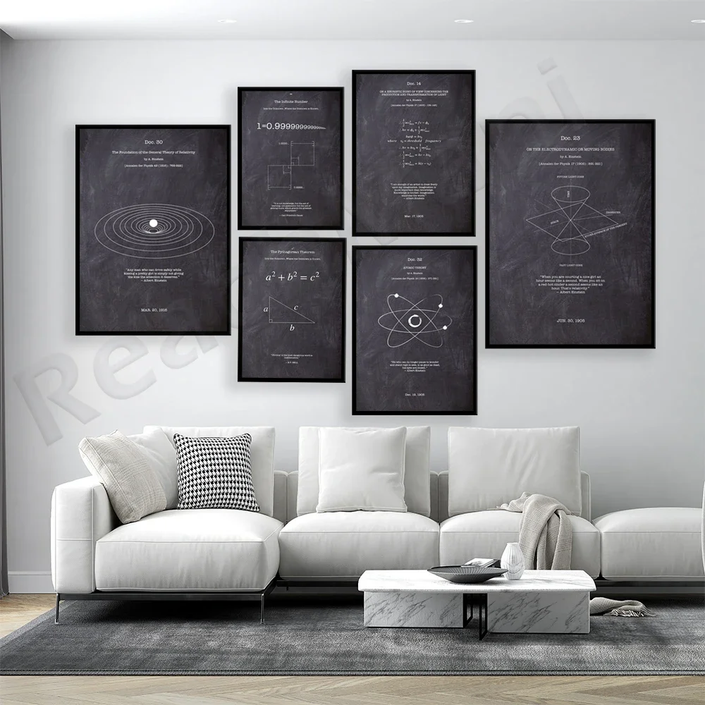 Mathematical elements chemical knowledge formula, energy, Brown formula, motor mechanism, atomic theory picture poster