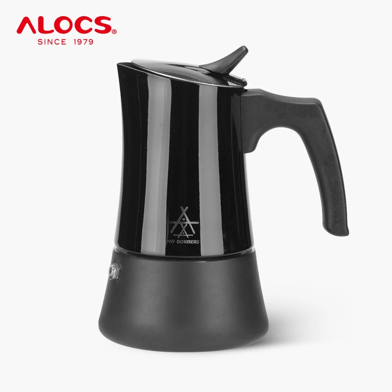 ALOCS KW-K31 200ML 450ML Camping Compression Extractor Stove Top Coffee Pot Stainless Steel Brew Coffee Percolator Coffeemaker