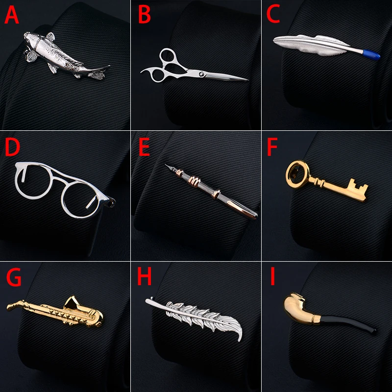 Men\'s Metal Necktie Bar Fashion Tie Clips Crystal Formal Shirt Wedding Brooch Ceremony Gold Tie Clip Men\'s Party Gifts