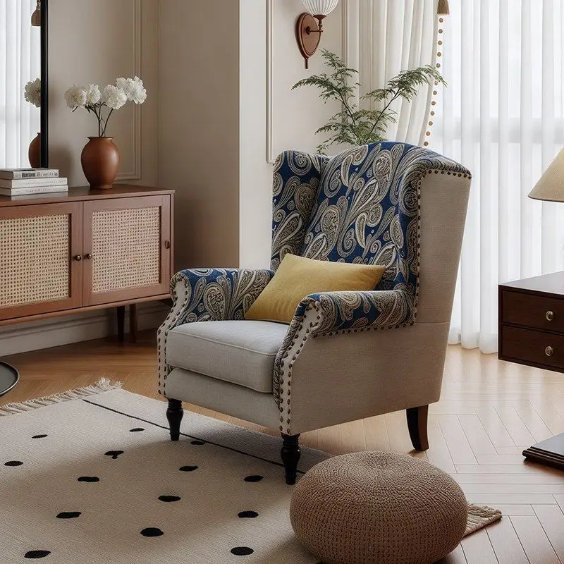 American retro tiger chair, fabric leisure chair