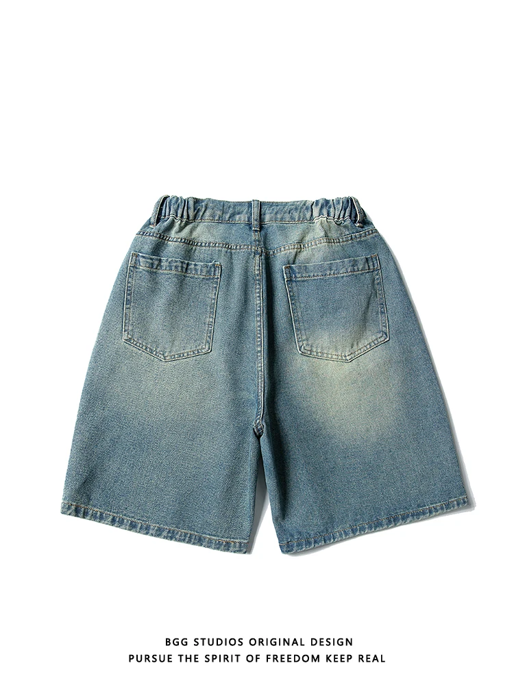 الرجعية الأمريكية Waed المتعثرة الدنيم orts ex فضفاض عارضة تنوعا خمس قطع السراويل منتصف الخصر مستقيم الساق صالح #2