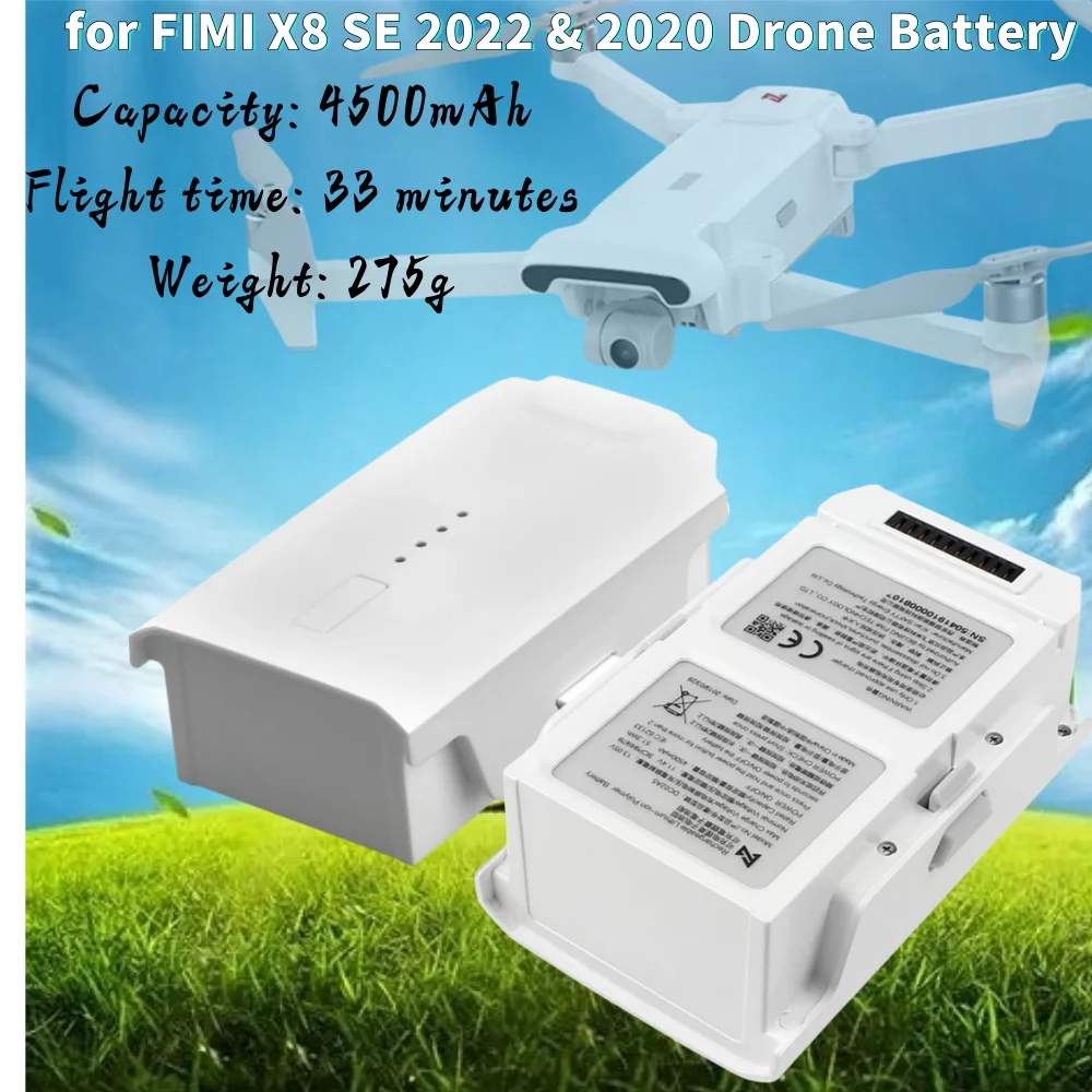 

Drone Battery 11.4V 4500mAh for FIMI x8 SE 2020 RC Quadcopter High Capacity Spare Parts Flight Battery.