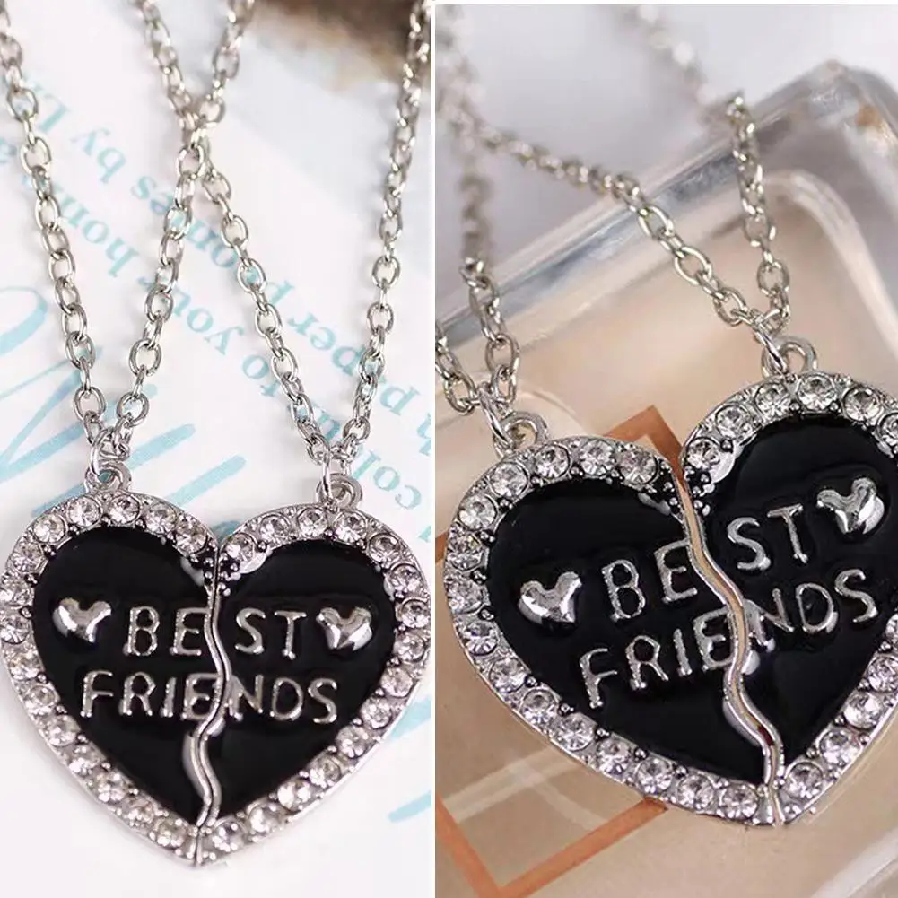 2 Pcs/set Love English Pendant Alloy Ornaments Fashion Best Friends Heart Necklace Good Friends Choker Statement Necklace