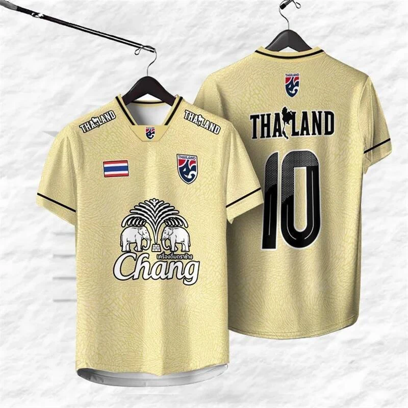 Kostenlose Personalisierung Thailand Nummer 10 T-Shirt für Herren mit Elefanten-Print Grafik Kurzarm Sport T-Shirt Sommer Atmungsaktive Oberteile