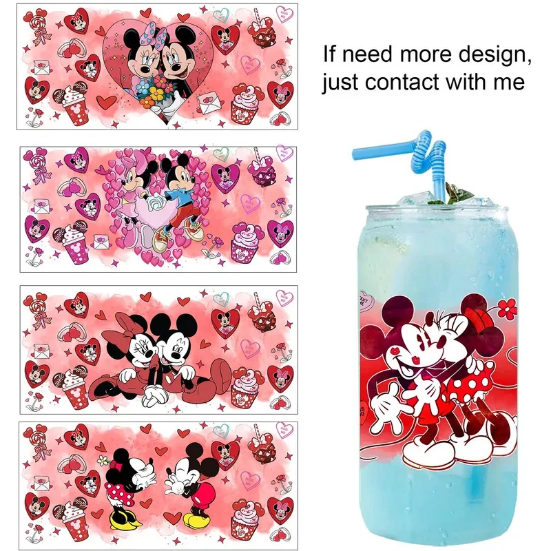 1/5 قطعة 20 نمط عاشق ميكي ميني XOXO UV حفلة لتقوم بها بنفسك الشارات ثلاثية الأبعاد نقل uvdtf بهلوان ملصقات الختم 16oz uv dtf كوب يلتف