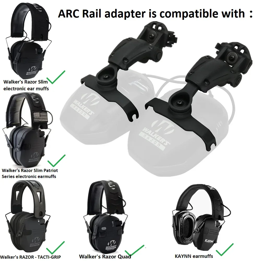 Tactical Headset Stand ARC Rail Adapter for Walker's Razor Slim Electronic Earmuffs Hearing Protection Shooting Hunting Headphon