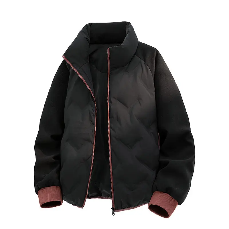 

Мужская зимняя теплая куртка-пуховик в американском стиле с воротником-стойкой, свободного кроя, повседневная, модная, из полиэфирного волокна