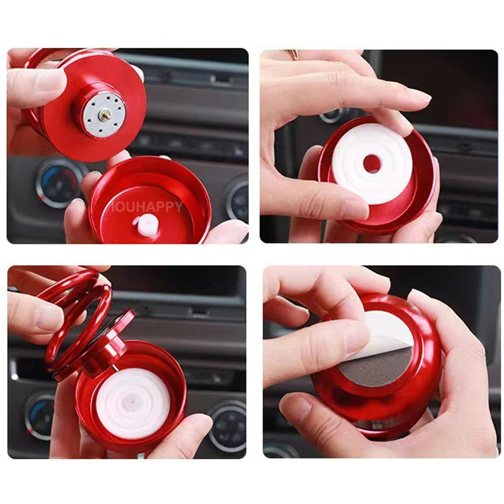 휴대용 키네틱 미니 방향제 태양열 발전 이중 링 회전 공기 청정기, 향수 디퓨저, 자동차 액세서리, 2 개