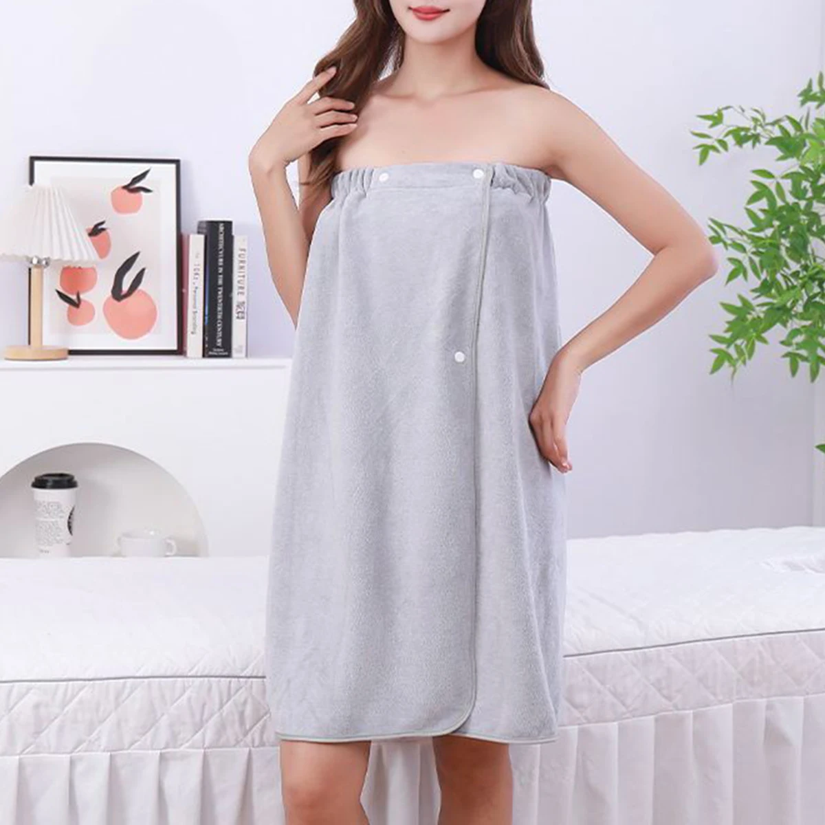 Bath Towel Bathrobe Wrap Microfiber Soft Adult Solid Color After Bathing Will Not Slip Off Absorbent Quick Drying