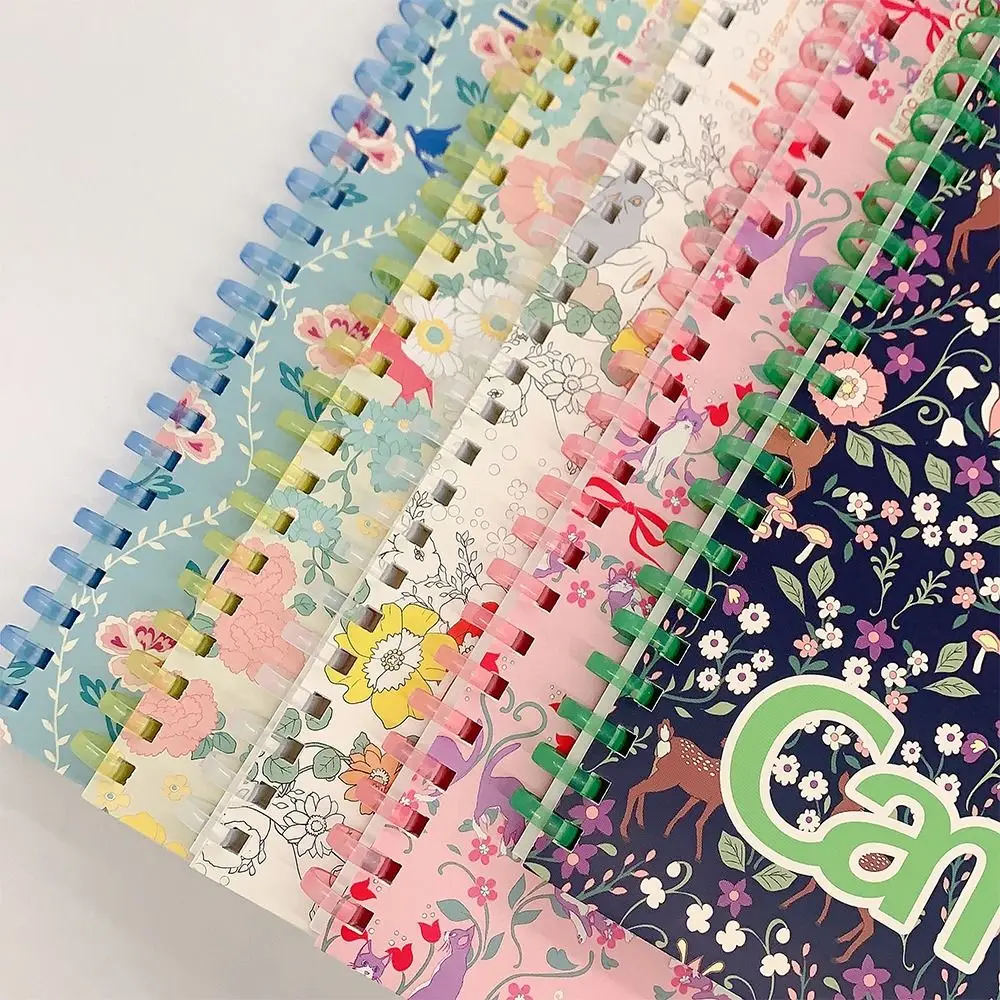 A5/B5 Soft Coil Notebooks 160 Pages Thick Paper Student Class Notebooks Multifunction Floral Print 180° Lay-Flat Notepad