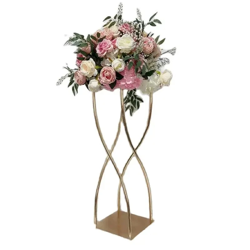 Vases Gold Flower Stand Metal Road Lead 35 Inches Wedding Table Centerpiece Flowers Rack For Event Party Home Decoration