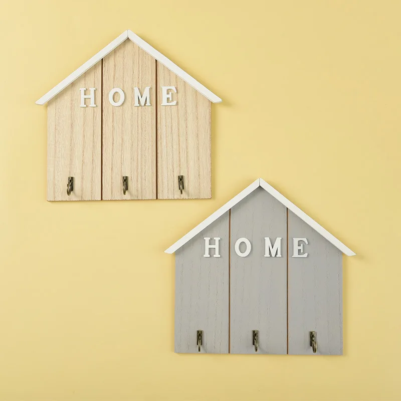 Hölzerner, bohrfreier Wandhaken für Hausmodelle, Kreativer Mantel- und Huthaken für Schlafzimmer und Heimdekoration