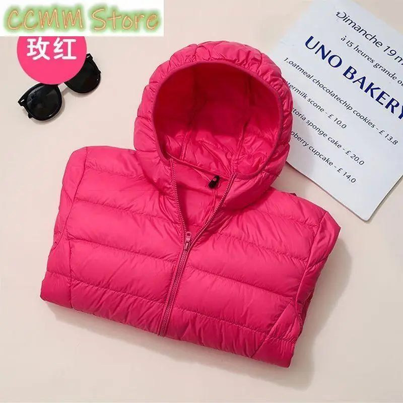 

Down Jacket Ladies Spring Autumn Winter New Large Size Short Cotton Jacket Cardigan Hooded Outerwear Down Coat Women Parkas
