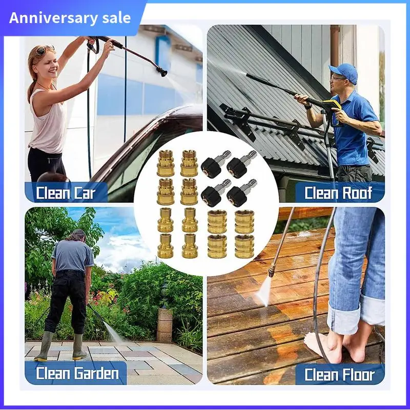 

AD23-16Pack Комплект адаптеров для шайбы, M22-14 Поворотный к вилке 1/2 дюйма Поворотный штекер 3/4 дюйма и быстроразъемный штекер 3/8 дюйма для садовых шлангов