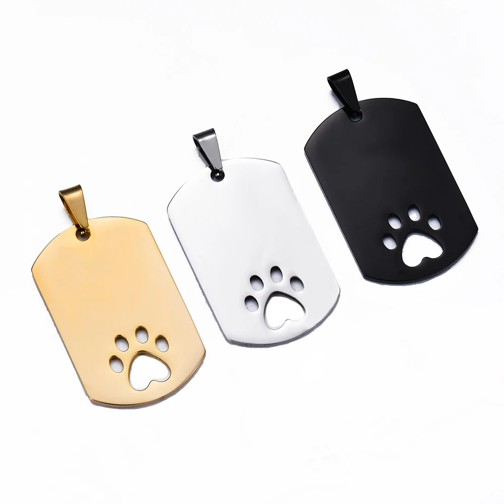 10pcs Wholesale Stainless Steel Pet ID Blank Rectangle Dog Tags Pendant Necklace Jewelry Findings Hypollergenic 28x45mm