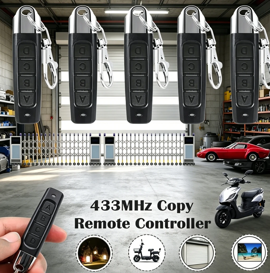 50/10/5PCS 433MHz RF Remote Control Universal Garage Remote 4 Key Duplicator Controller Replacement Wireless Car Keys for Garage