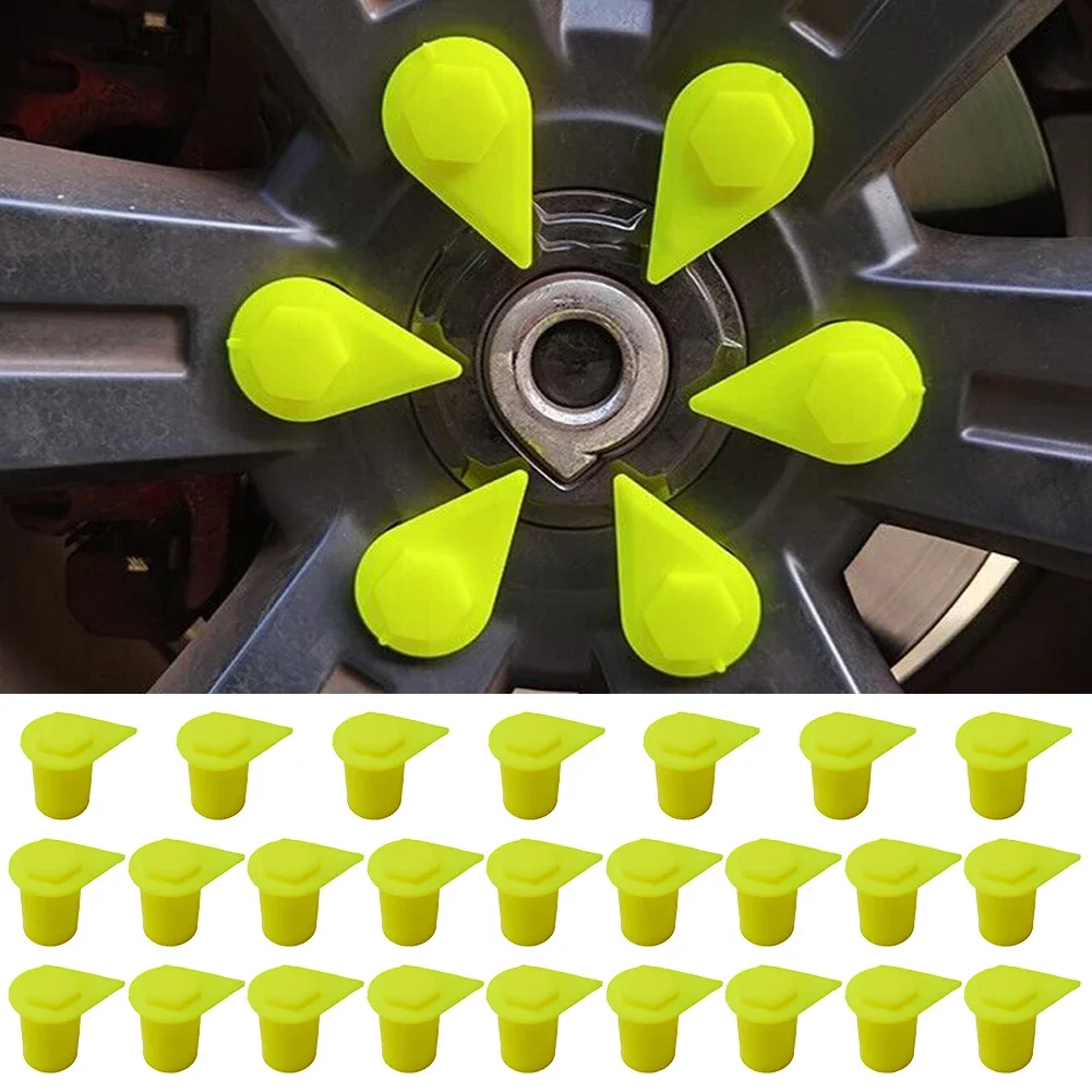 

25 X 21mm Car Dust Cap Long Wheel Nut Indicators Yellow Safety Wheel Nut Indicators Loosening Check Tool Auto Accessories