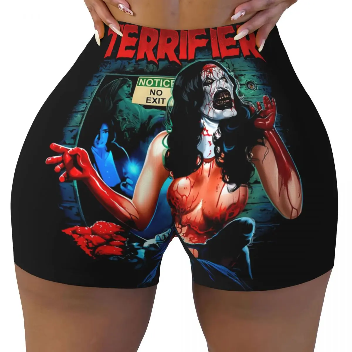 Custom Retro Terrifiers Horror Film Running Volleyball Gym Shorts Women's Athletic Workout Yoga Shorts