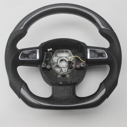 Replacement Real Carbon Fiber Steering Wheel with Leather for Audi A3 8P A4 B7 A5 8T 8F A6 C6 Q5 8R Q7 4L S3 S4 S5 RS4 RS5 RS6