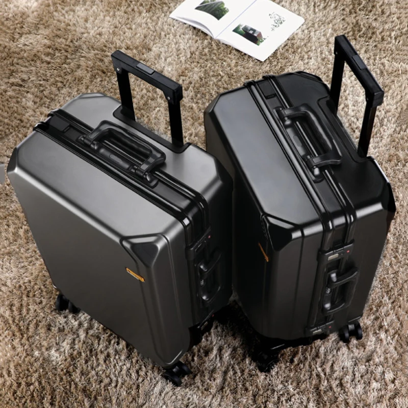 Fashion rolling luggage aluminum frame USB charging trolley suitcase 20/24/26/28 inch students password travel luggage