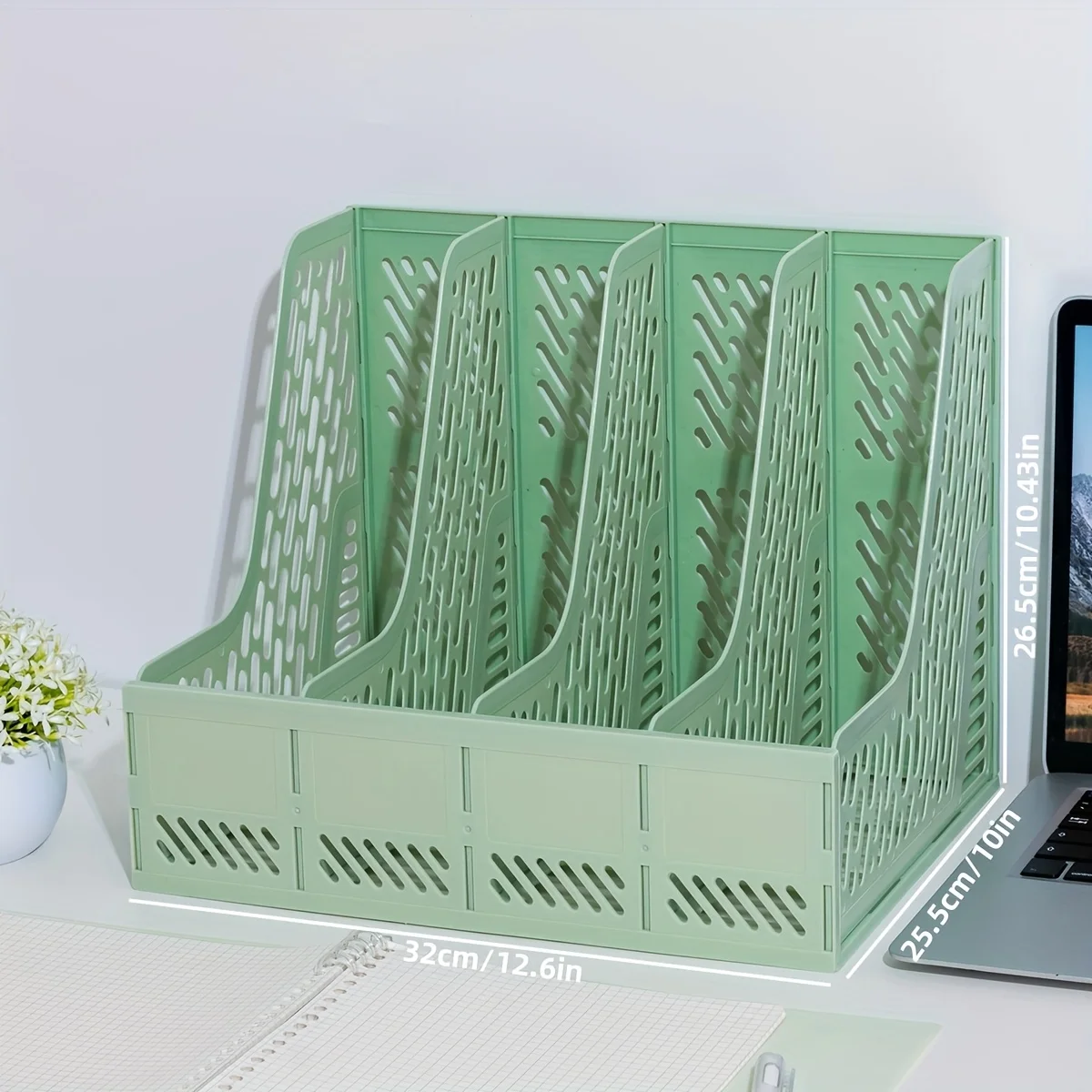 1pc 12.6*10*10.43in Thickened File Rack Basket Multi-Layer Four-Bar File Frame A4 Book Stand Folder Storage Box Office Supplies