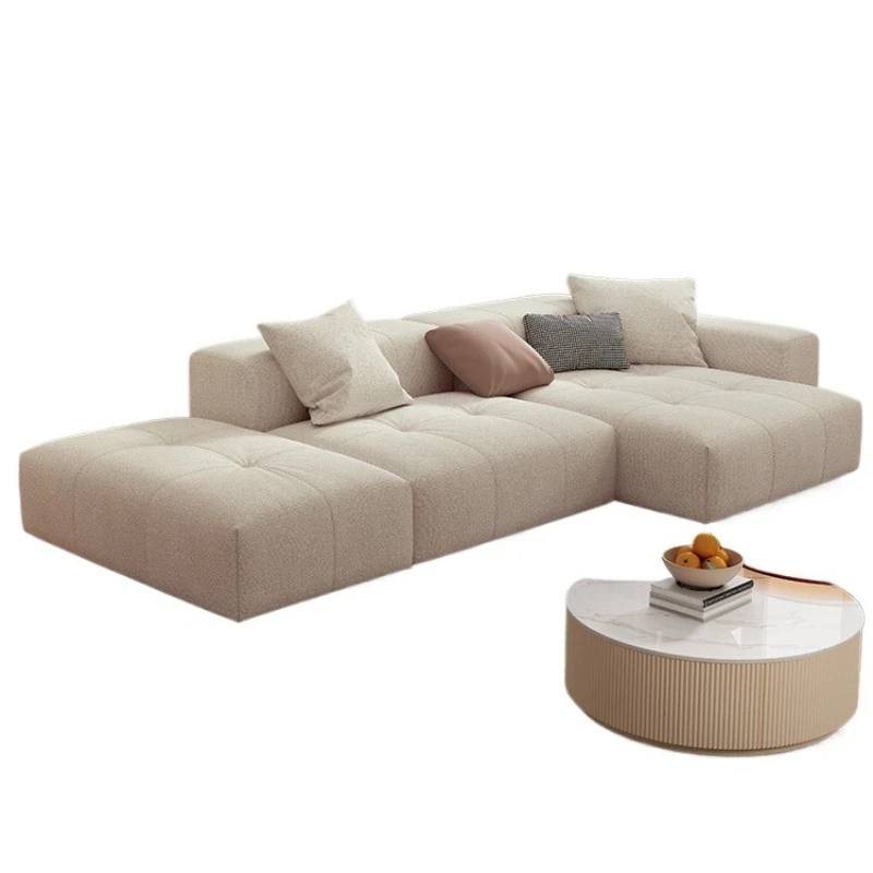 Modern simple cream style large and small house type island fabric pixel inline row chaise longue sofa
