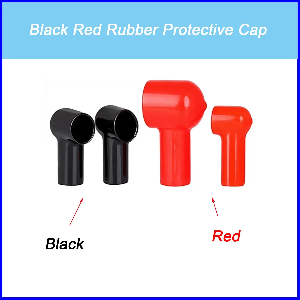 Black Red Rubber Protective Cap/ for Battery Pile Head Pipe Type Battery Positive and Negative Pole Insulation Plastic Sleeve
