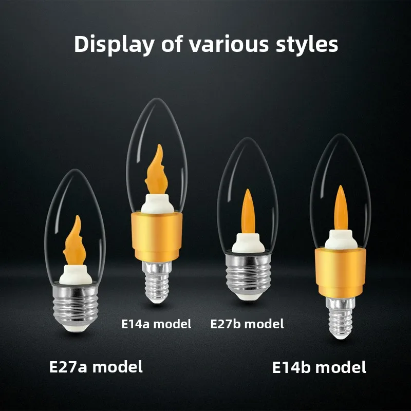 LED 3W 85-265V Yellow FlameBbulb Lamps E27 E14 Simulated Flame Electric Candle Christmas Halloween Decorative Lights Atmosphere