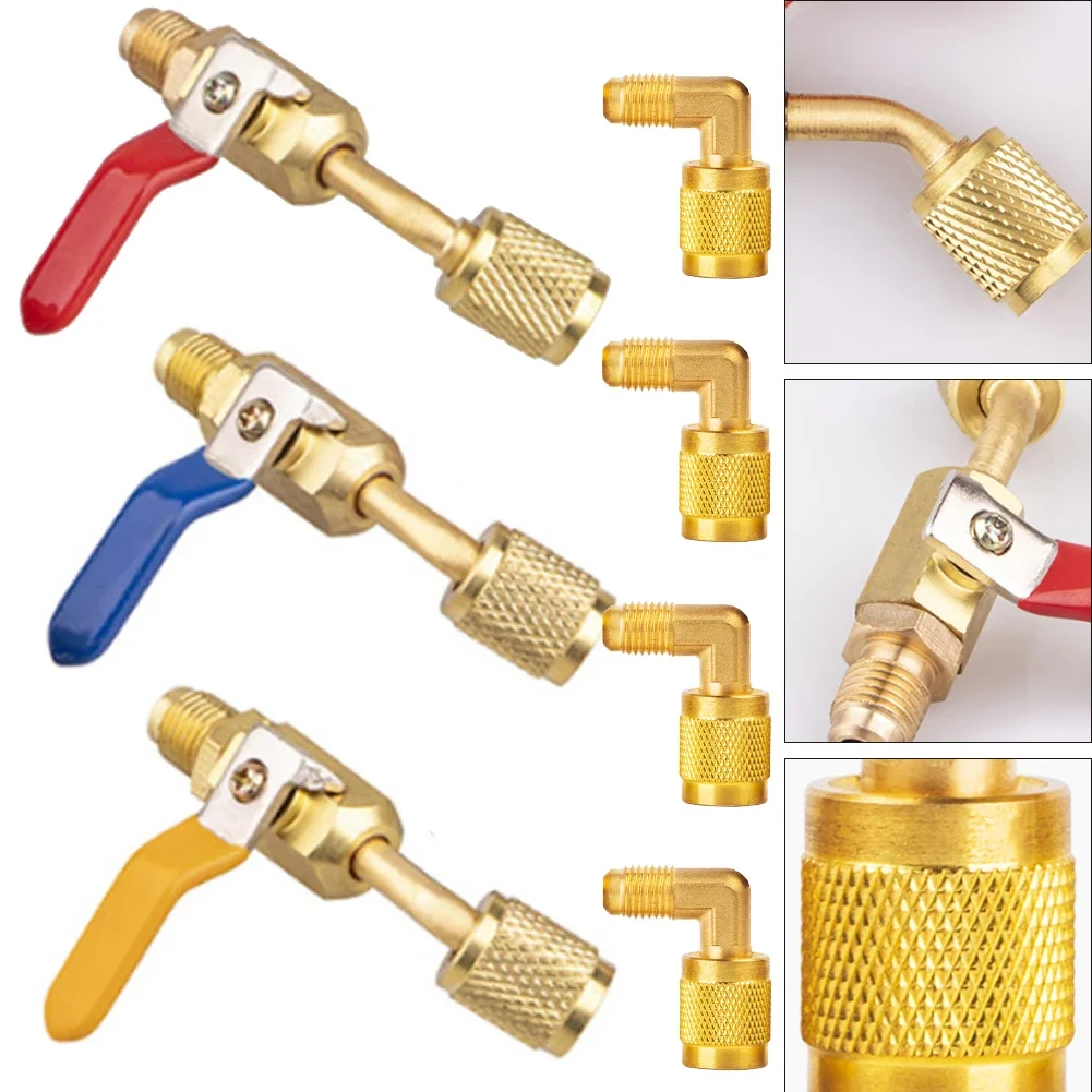

7 Pcs Car Air Conditioning Compact Ball Valve HVAC Adapter For R134A R410A R12 R22 Accessories Easy Installation
