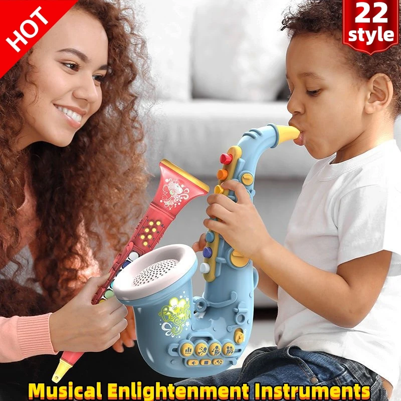 

Musical Toy Useful ABS Real Playable Eight-tone Saxophone Mini Trumpet Children Simulation Instrument boy festival Kid gift Toy