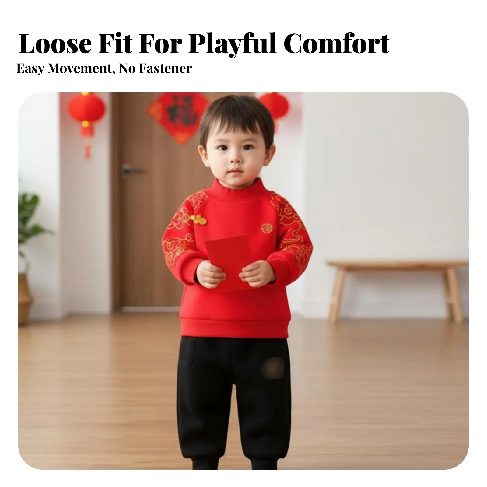 Infant New Year Costume, Chinese Style Tang Suit, Red Festive Dress, Boys & Girls, Soft Material - view 4