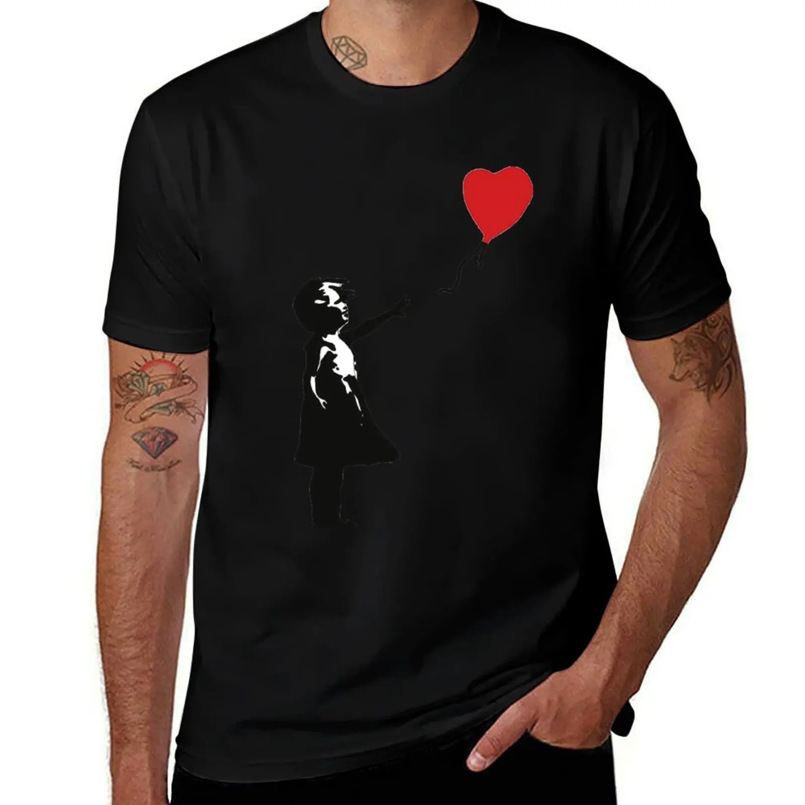 Bansky Girl with Baloon T-Shirt Odor Resistant Short Sleeve Top T-Shirt