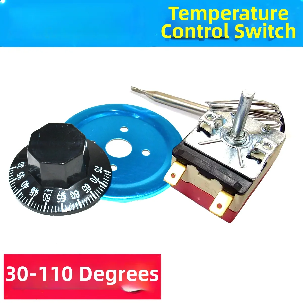 2pcs Temperature Control Switch Unit Adjustable 30-300F or 30-300C for Electric For Water Heaters and Commercial Fryers