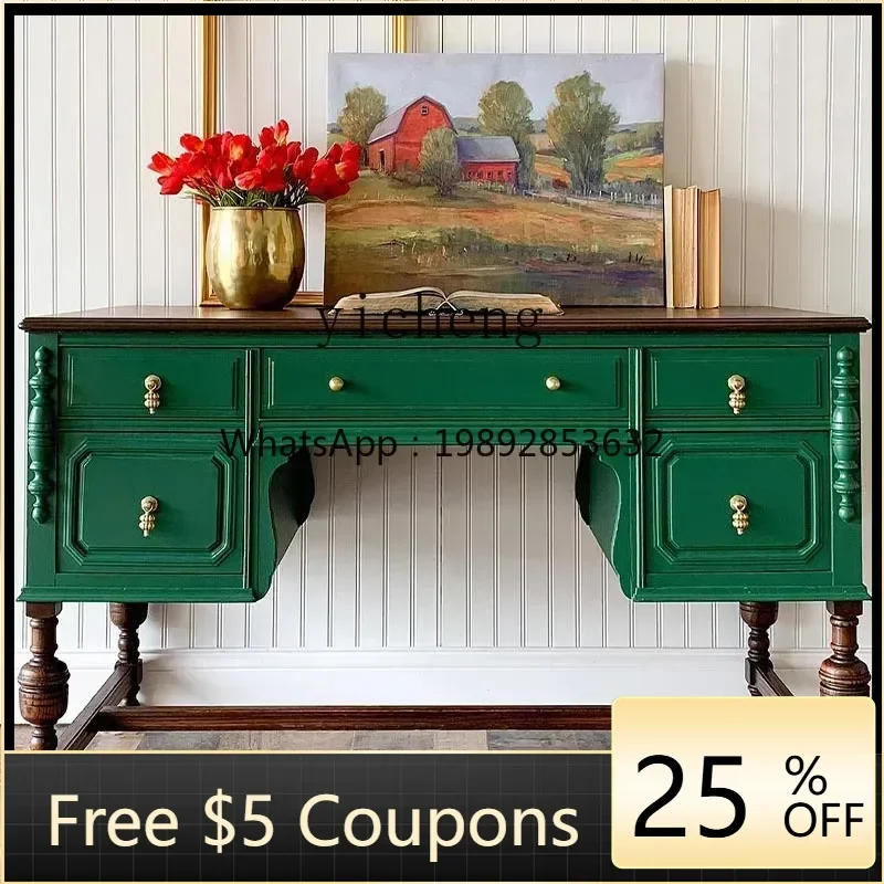 

D1French Retro Solid Wood Desk Home Study Writing American Computer Desk Bedroom Makeup Desk